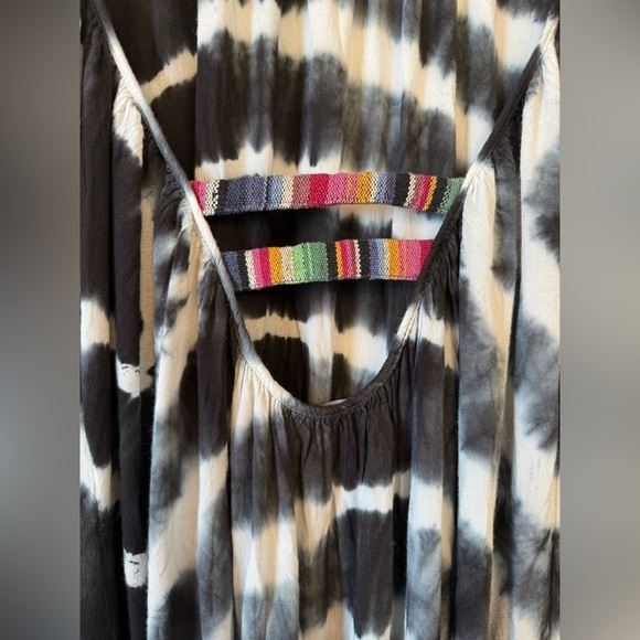 Raviya Cover Up Maxi Dress Black Boho Tie Dye Tank Strap Size Large - Picture 4 of 8